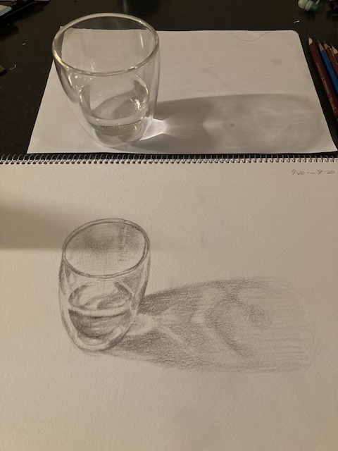 デッサン：卓上に水の入ったコップを一つ置いて描いてください: asane-dw